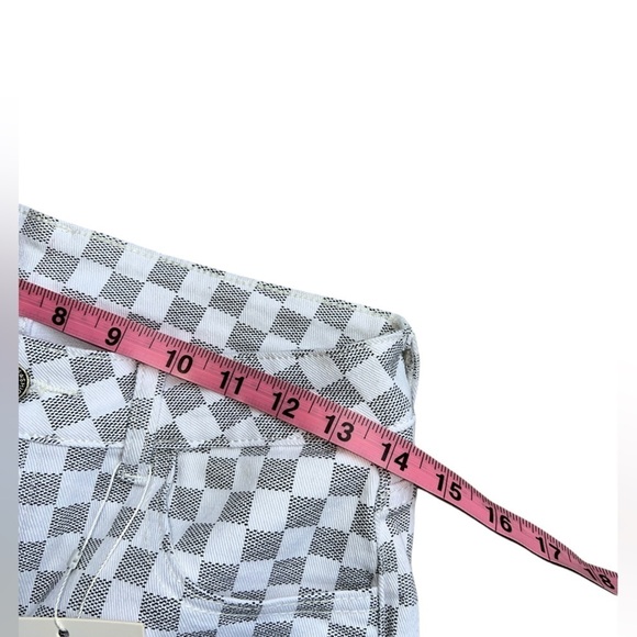 NWT Checkered High Waist Flare Jeans - Picture 6 of 11